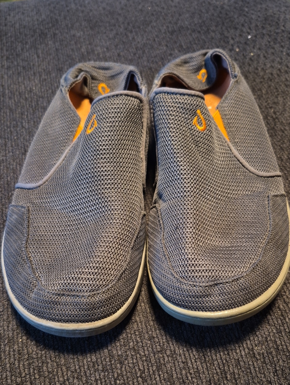 OluKai Gray Mesh Slip-On Shoes with Orange Accents